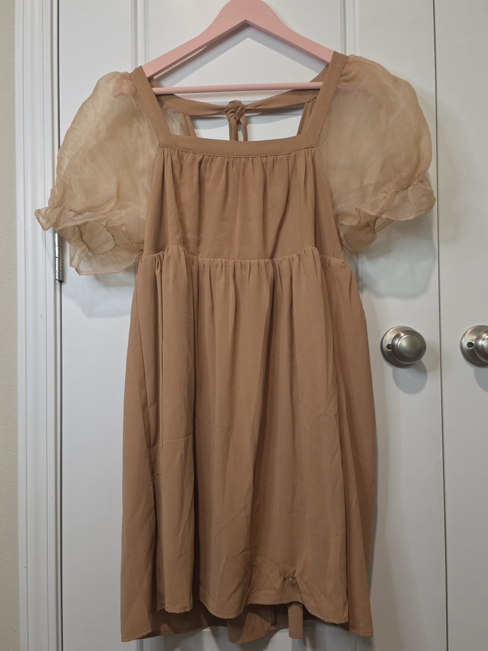 Entro Organza Puff Sleeve Babydoll Dress